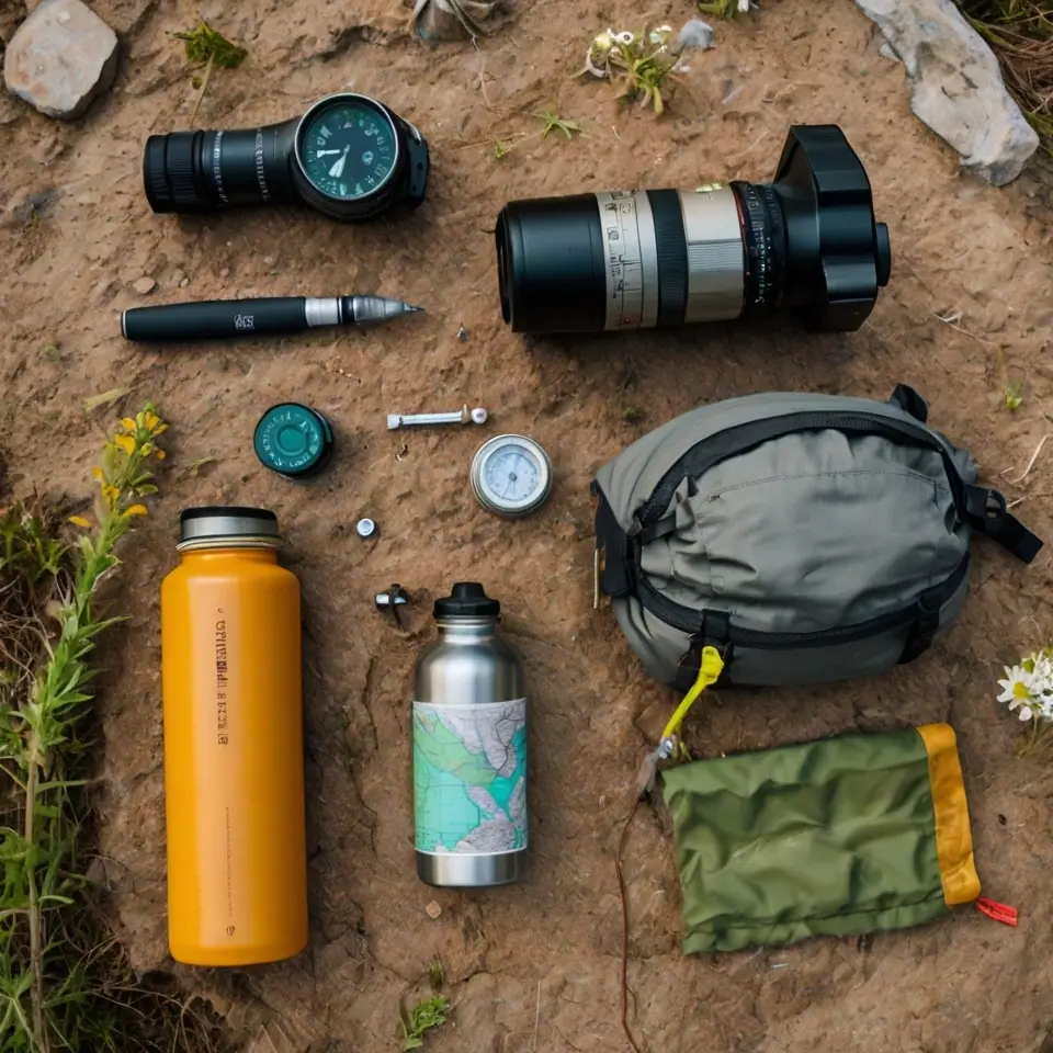 Sturdy hiking boots on a dirt path surrounded by wildflowers